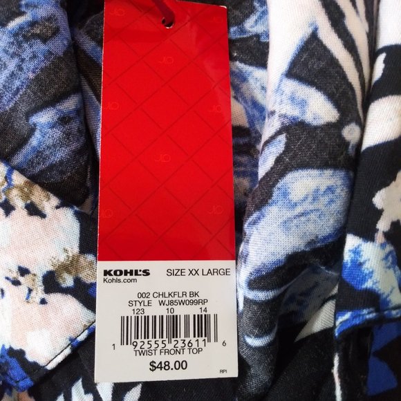 NWT Jennifer Lopez Floral Knot Twist Blouse Top - Picture 6 of 7